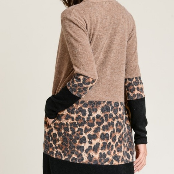 Last 1! Mocha leopard and Black Cardigan S - Picture 3 of 6